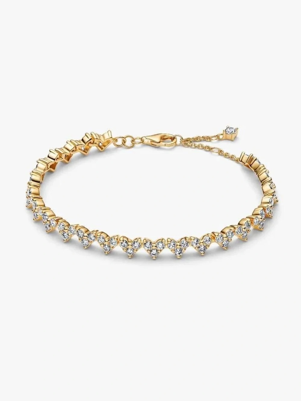 Pandora Gold Heart CZ Station Bracelet